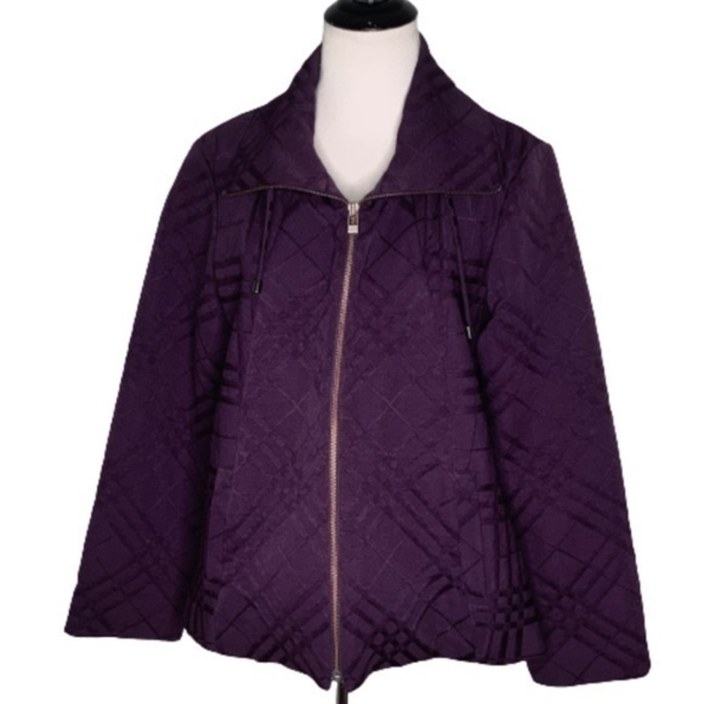 Chico’s Purple Lattice Print Zip Up Casual Stylish Jacket Pockets M